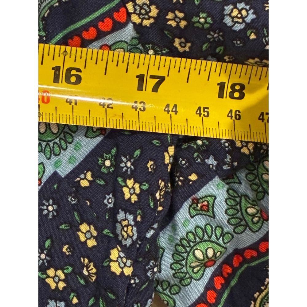 BTFBM Navy Blue Floral Paisley Boho V-Neck Babydoll Mini Dress Medium 7089 - Picture 4 of 7